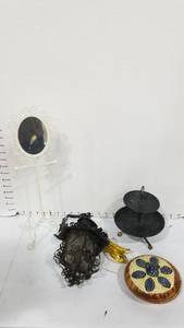 lot 2114 image: Metal light, mirror and more