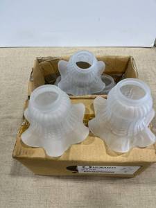 lot 1381 image: Nine traditional white tulip lampshades glass