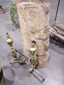 lot 1468 image: Birch wood logs and irons