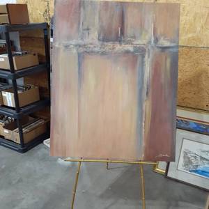 lot 1558 image: Home decor. Canvas painting. Summer sunset by Joyce Combs. 32 x 40. Comes with easel