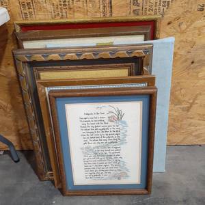 lot 1568 image: More various needlepoint wall decor. 15 x 19 ti 27 x 21