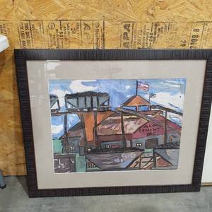 lot 1570 image: Framed art. Water colors and charcoal. 33 x 27