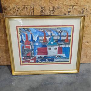 lot 1572 image: Framed art. Opaque and water colors. 28 x 33.5