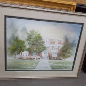 lot 1574 image: Framed art. 339 N. Belmont Wichita, Ks. Water color. 31.5 x 40