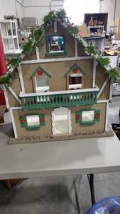 lot 2143 image: Doll house with balcony 29 x 26 x 13