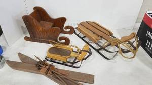 lot 2188 image: 2sleds, skis and sleigh