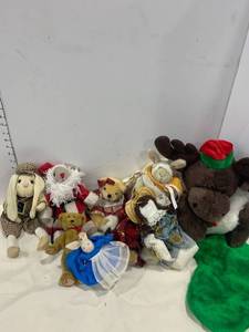 lot 2410 image: Stuffed toys and Christmas stocking