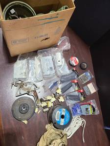 lot 4045 image: Speaker wire, heat shrink, window cranks, screws, sprinkler system parts