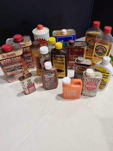 lot 4084 image: Tung oil, linseed oil, neatsfoot oil, more