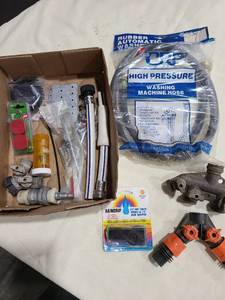 lot 4085 image: Washing machine hose, garden hose splitters