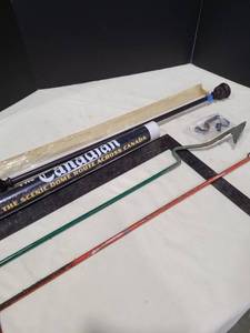 lot 4128 image: Curtain rods and misc. garage items