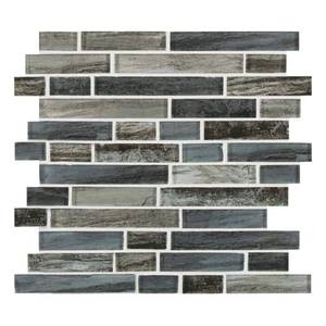 lot 2875 image: MSI Grigio Lagoon Interlocking Glossy Glass Mesh-Mounted Mosaic Tile SINGLE Case