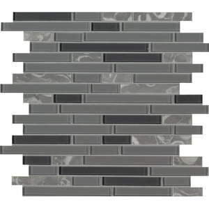 lot 2876 image: MSI Lorena Grigio Interlocking Glass Stone Mesh-Mounted Mosaic Tile SINGLE Case