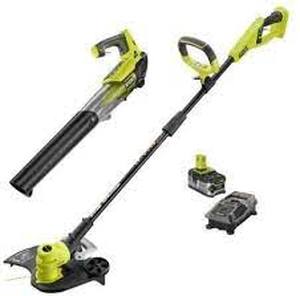 lot 2856 image: RYOBI ONE 18-Volt Lithium-Ion String TrimmerEdger &amp Blower Combo Kit