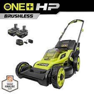 lot 2870 image: RYOBI ONE HP 18-Volt Brushless Cordless Battery Walk Behind Push Lawn Mower