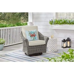 lot 3100 image: Hampton Bay Chasewood Wicker Patio Swivel &amp Glider Lounge Chair