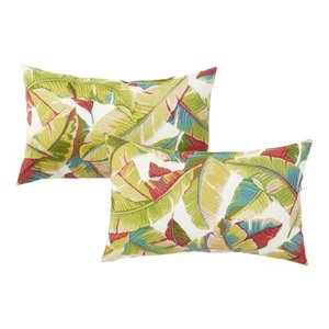 lot 6251 image: Greendale Home Fashions Transitional Tropical Patio Lumbar Pillows (2 COUNT)