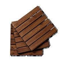 lot 8829 image: Siavonce Square Acacia Wood Interlocking Flooring Tiles (10 COUNT)