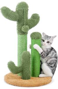 lot 33354 image: PAWZ Road Cat Scratching Post Cactus Cat Scratcher Featuring with 3 Scratching Poles and Interactive Dangling Ball -Medium 23 Inches