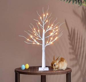 lot 33363 image: KPCB 30LED Artificial Tree for Halloween Room Dcor Aesthetic Modern Ornament Tree Lamp 2.3FT White Birch Tree for Wedding, Party, Holiday