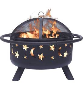 lot 33387 image: CGVOVOT Fire Pits for Outside,Fire Pit Wood Burning Round Star and Moon,Fireplace Poker,Spark Screen, for Outdoor Backyard Terrace Patio