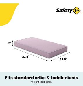 lot 73911 image: 1st Heavenly Dreams Baby Crib & Toddler Bed Mattress, Waterproof Cover, Firm, Fits Standard Size Cribs & Toddler Beds, Pink