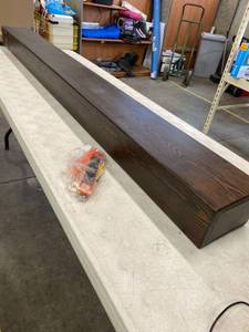 lot 73925 image: Real Wood. Stained Mantel 82L x 5H x 7.5&nbspD Come with level, Hardware, Brace Insert