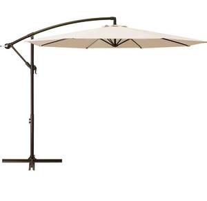 lot 73934 image: MURBONE 10ft Patio Offset Umbrella Cantilever Umbrella Hanging Market Umbrella Outdoor Umbrellas with Crank & Cross Base (Beige)