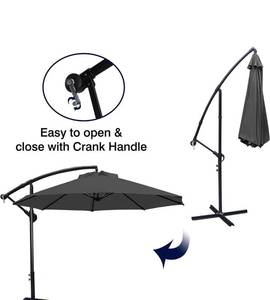 lot 73946 image: Patio Umbrellas Cantilever Umbrella Offset Hanging Umbrellas 10 FT Outdoor Market Umbrella with Crank & Cross base