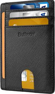 lot 30810 image: Buffway Slim Minimalist Front Pocket RFID Blocking Leather Wallets for Men Women