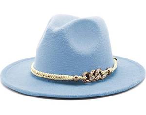 lot 30811 image: Gossifan Lady Fashion Wide Brim Felt Fedora Panama Hat with Ring Belt