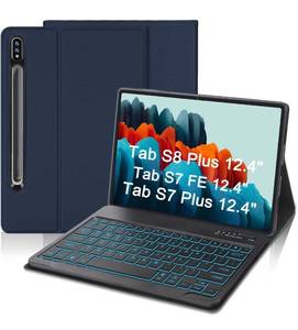 lot 30837 image: Galaxy Tab S7 FE S7 PlusS8 Plus Backlit Keyboard Case 12.4inch-IVEOPPE Wireless Bluetooth Detachable Keyboard, PU Leather Stand Book Cover, USB Rechargeable for Samsung Galaxy Tab S8 2022S7 2020