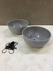 lot 30846 image: Two Stone Look Plastic Hanging Planters 10 Diameter