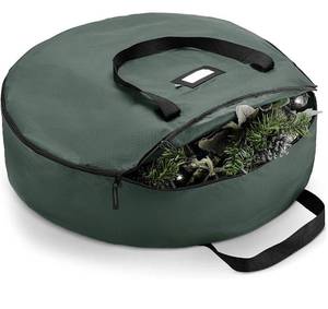 lot 30847 image: Extra Large Premium Christmas Wreath Storage Bag 48&nbsp- Dual Zippered Storage Container &amp Durable Handles, Protect Artificial Wreaths - Holiday Xmas Bag Made of Tear Proof 600D Oxford
