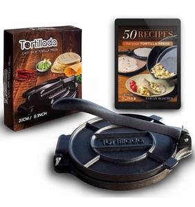lot 30859 image: Tortillada - Tortilla Press, QuesadillaRoti Maker (8 Inch) Cast Iron with Recipes E-Book