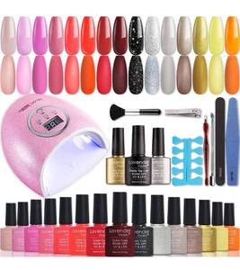 lot 30860 image: Lavender Violets 15 Colors Gel Nail Polish Starter Kit with UV Light 48W LED Nail Lamp, Gel Base Top Coat Pink Red 8ml Gel Nail Kit with Nail File Cuticle Trimmer Tools Manicure Gift F904