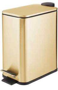 lot 38497 image: mDesign Slim Metal Rectangle 1.3 Gallon Trash Can with Step Pedal, Easy-Close Lid, Removable Liner