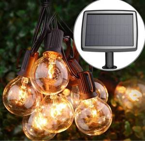 lot 38508 image: Solar String Lights, Shatterproof LED Solar String Light Outdoor G40 Umbrella Lights with 25 Bulbs - 27 Ft Patio