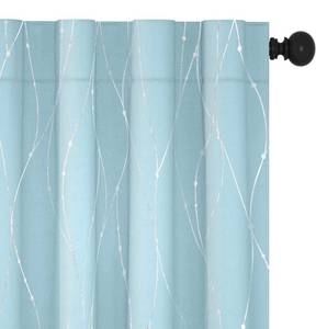 lot 38510 image: Deconovo Curtains, Back Tab and Rod Pocket Drapes - Heat Blocking Curtains with Wave Line Dots Pattern (42 x 63 Inch, Sky Blue, 2 Panels)