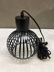 lot 38511 image: Industrial Wire Cage Plug in Pendant Lighting Metal Hanging Light Fixture with 14.27 Ft Hanging Cord and OnOff Switch (Black)