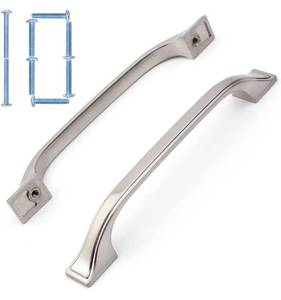 lot 38520 image: KOOFIZO Square Foot Craftsman Cabinet Bow Pull - Shiny Brushed Nickel Furniture Handle, 5 Inch128mm Screw Spacing, 10-Pack