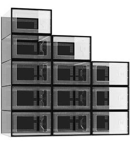 lot 38522 image: 12 Pack Shoe Storage Box, Clear Plastic Stackable Shoe Organizer