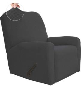 lot 38526 image: Easy-Going Recliner Stretch Sofa Slipcover Sofa Cover 4-Pieces Furniture Protector Couch Soft with Elastic Bottom Spandex Jacquard ( Recliner,Dark Gray)