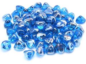 lot 38542 image: GasSaf 10-Pound 1 inch Diamonds Fire Glass for Gas Fire Pit Fireplace, Propane Fire Pit & Landscaping (Caribbean Blue Luster)