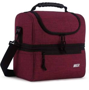 lot 30866 image: MIER Adult Lunch Box Insulated Lunch Bag Large Cooler Tote Bag for Men, Women, Double Deck Cooler (Dark Red, Large)