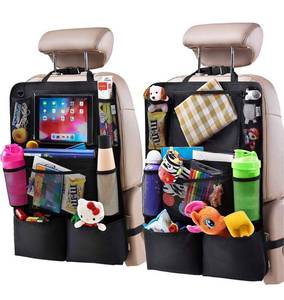 lot 30879 image: H Helteko Backseat Car Organizer, Kick Mats Back Seat Protector with Touch Screen Tablet Holder, Car Back Seat Organizer for Kids, Car Travel Accessories, Kick Mat with 9 Storage Pockets 2 Pack