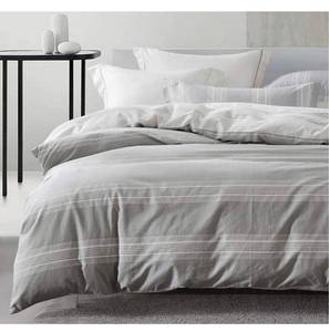 lot 30880 image: SLEEPBELLA Striped Duvet Cover Set King Size, 400 Thread Count Cotton Comforter Cover Light Gray Printed on White Reversible Soft 3 Pieces Bedding Set (1 Duvet Cover  2 Pillow Shams)
