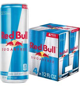 lot 30889 image: Red Bull Energy Drink Sugar Free 4 Pack of 12 Fl Oz, Sugarfree Lot of 6