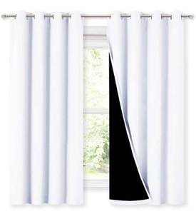 lot 30893 image: NICETOWN White 100% Blackout Lined Curtains, 2 Thick Layers Completely Blackout Window Treatment Thermal Insulated Drapes for KitchenBedroom (1 Pair, 52 inches Width x 63 inches Length Each Panel)