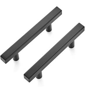 lot 30900 image: Ravinte 25 Pack 5 inch Square Cabinet Pulls Matte Black Stainless Steel Kitchen Drawer Pulls Cabinet Handles 5Length, 3 Hole Center